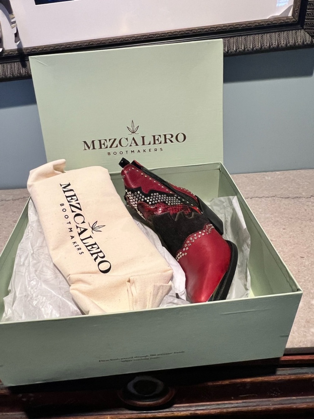 Mezcalero Chiara Red Kiss Studded Western Boots - Sz. 9.5 - New in Box - Picture 13 of 16